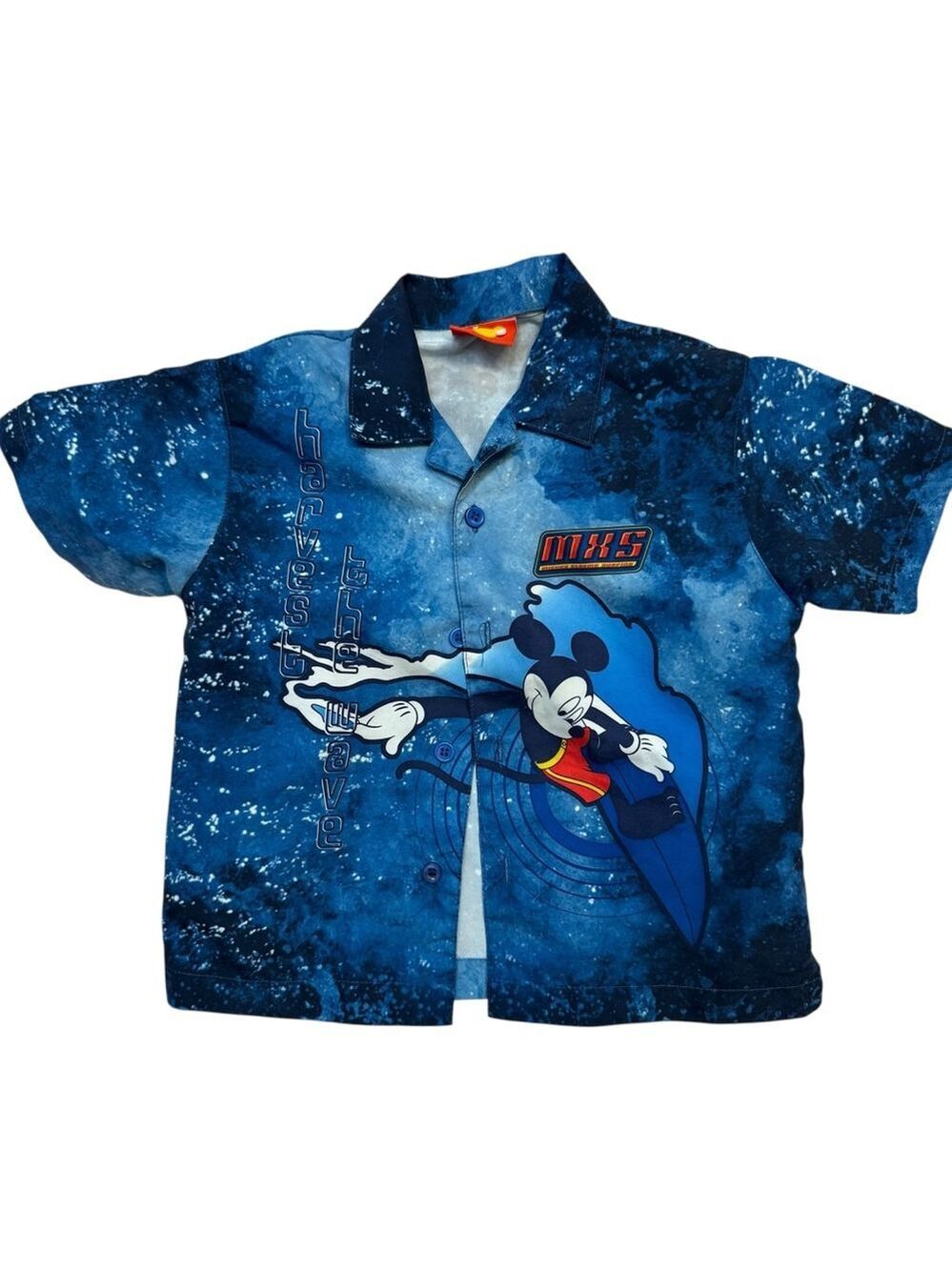 Vintage Y2K Disney Mickey Mouse Sleeve Button Down Shirt Blue Size 2-3T